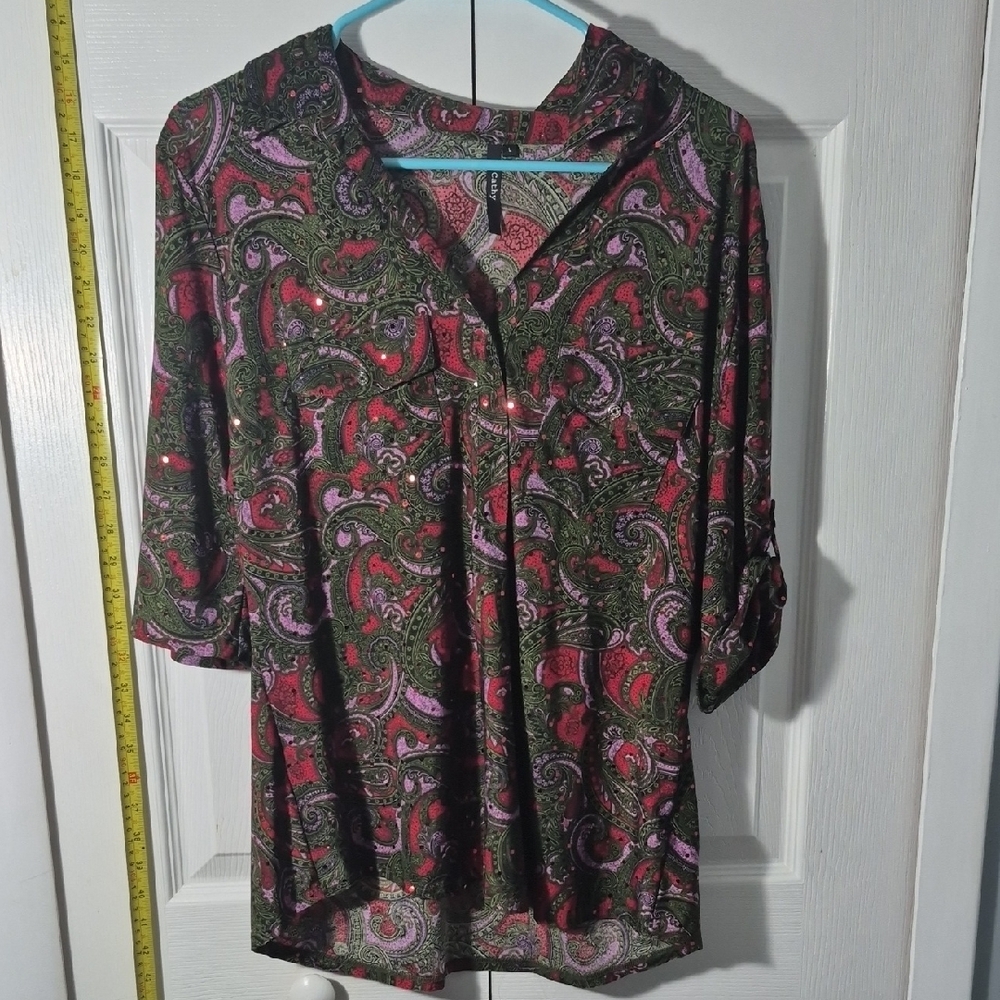 😺 2 for$12 Or 3 for$15 😺 Paisley V-Neck Blouse - Multicolor